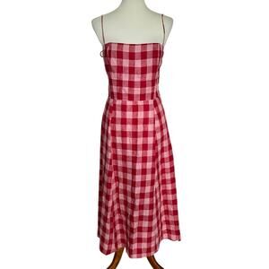 Reformation Christen Linen Midi Dress - Concha Check